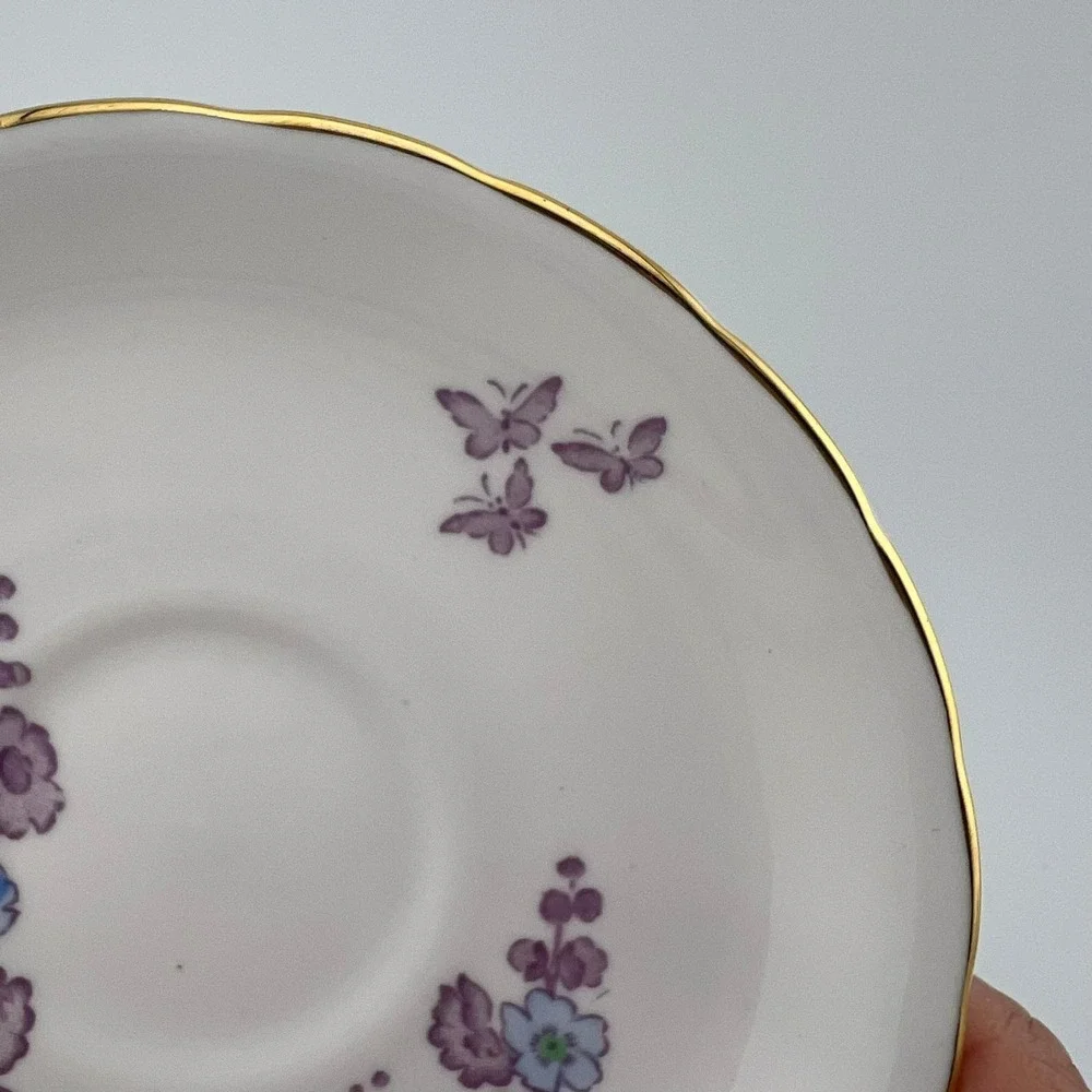 Vtg New Chelsea Staffs Alicia Cup Saucer Set Bone China England Floral Gold‎ Rim